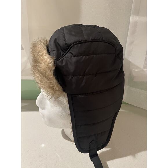 Faux Fur Quilted Black Crown Trapper Hat M/L - Picture 3 of 6